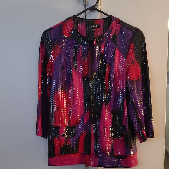 lady Elementz Jackets & Blazers - Sequin Blazer Jacket Size S - Pink  Purple and Black